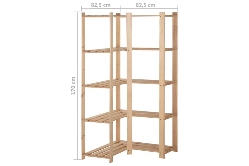 Hjørnehylle 5 etasjer 82,5x82,5x170 cm heltre furu - Brun - Kjøkkenhylle - Hjørnehylle