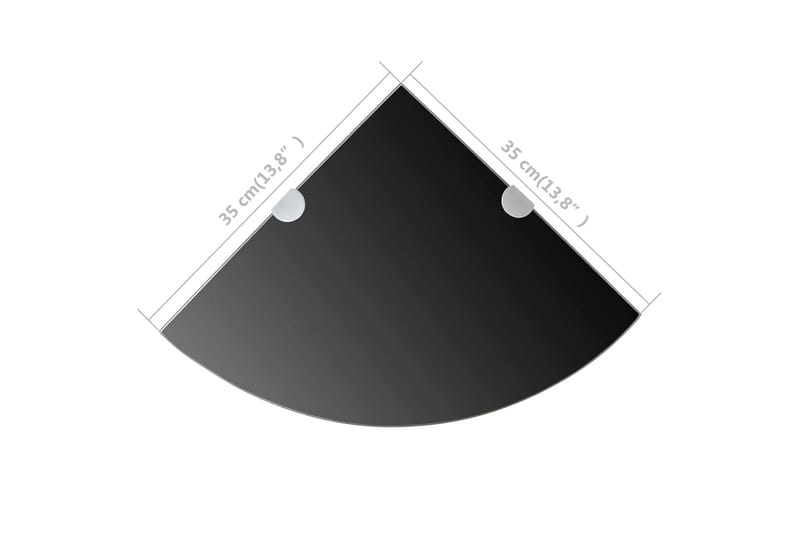 Hjørnehylle med kromstøtter svart glass 35x35 cm - Kjøkkenhylle - Hjørnehylle