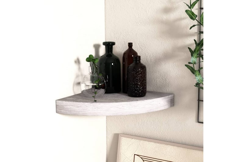 Hjørnehylle vegghengt betonggrå 25x25x3,8 cm MDF - Grå - Oppbevaring - Hyller - Hjørnehylle