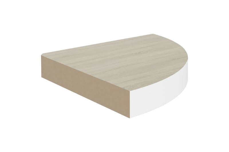 Hjørnehylle vegghengt eik og hvit 25x25x3,8 cm MDF - Hvit - Oppbevaring - Hyller - Hjørnehylle