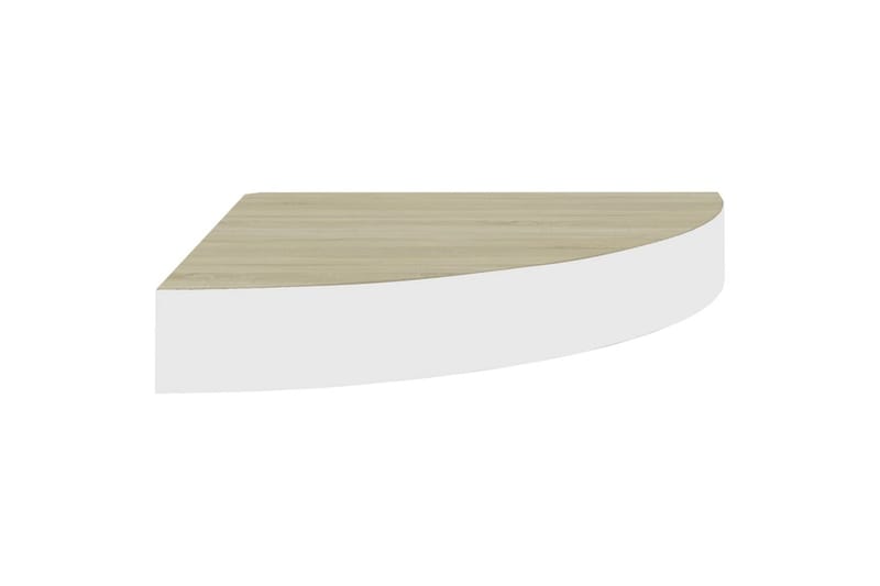 Hjørnehylle vegghengt eik og hvit 25x25x3,8 cm MDF - Hvit - Oppbevaring - Hyller - Hjørnehylle