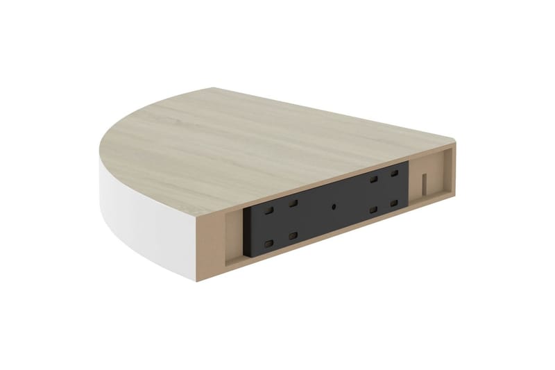 Hjørnehylle vegghengt eik og hvit 25x25x3,8 cm MDF - Hvit - Oppbevaring - Hyller - Hjørnehylle