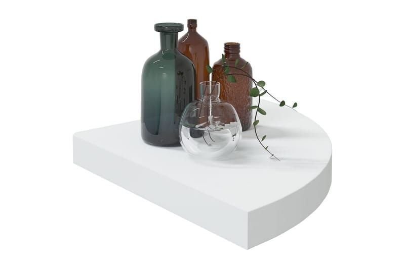 Hjørnehylle vegghengt eik og hvit 35x35x3,8 cm MDF - Hvit - Oppbevaring - Hyller - Hjørnehylle