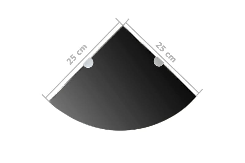 Hjørnehyller 2 stk med kromstøtter glass svart 25x25 cm - Oppbevaring - Hyller - Hjørnehylle