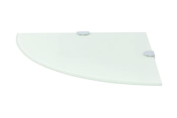 Hjørnehyller 2 stk med kromstøtter hvit glass 35x35 cm - Oppbevaring - Hyller - Hjørnehylle