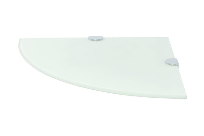 Hjørnehyller 2 stk med kromstøtter hvit glass 35x35 cm - Oppbevaring - Hyller - Hjørnehylle