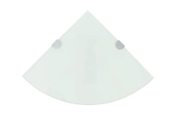 Hjørnehyller 2 stk med kromstøtter hvit glass 35x35 cm - Oppbevaring - Hyller - Hjørnehylle