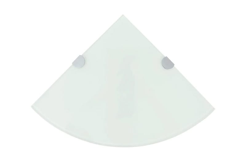 Hjørnehyller 2 stk med kromstøtter hvit glass 35x35 cm - Oppbevaring - Hyller - Hjørnehylle