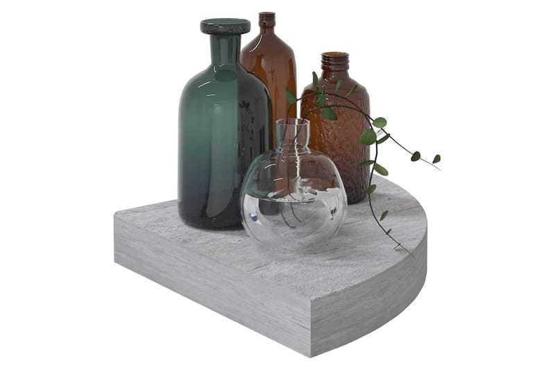Hjørnehyller vegghengt 2 stk betonggrå 25x25x3,8 cm MDF - Grå - Oppbevaring - Hyller - Hjørnehylle