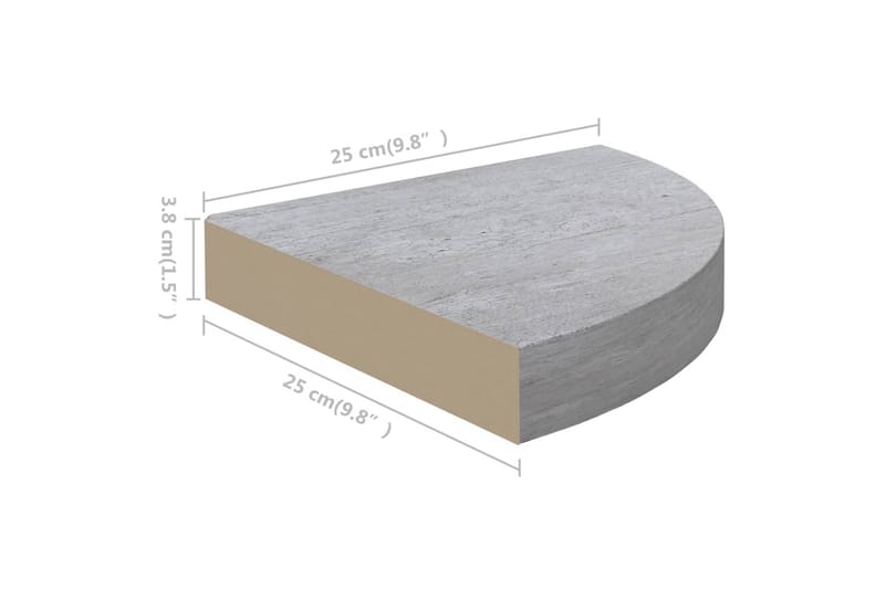 Hjørnehyller vegghengt 2 stk betonggrå 25x25x3,8 cm MDF - Grå - Oppbevaring - Hyller - Hjørnehylle