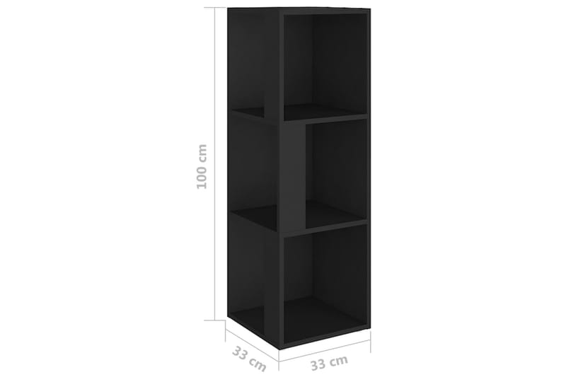 Hjørneskap svart 33x33x100 cm sponplate - Svart - Kjøkkenhylle - Hjørnehylle