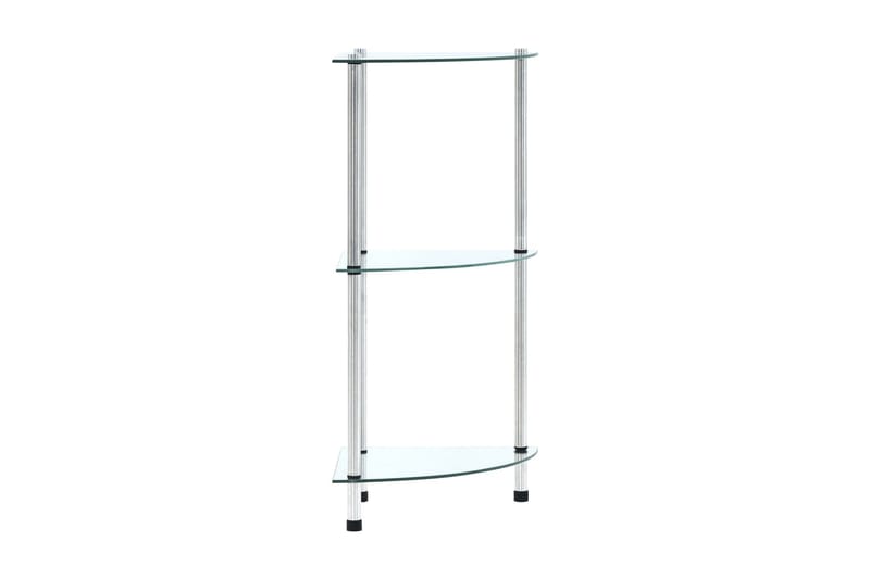 Hylle 3 etasjer gjennomsiktig 30x30x67 cm herdet glass - Oppbevaring - Hyller - Hjørnehylle