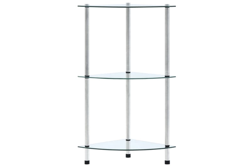 Hylle 3 etasjer gjennomsiktig 30x30x67 cm herdet glass - Oppbevaring - Hyller - Hjørnehylle