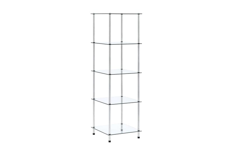 Hylle 5 etasjer gjennomsiktig 40x40x130 cm herdet glass - Oppbevaring - Hyller - Hjørnehylle