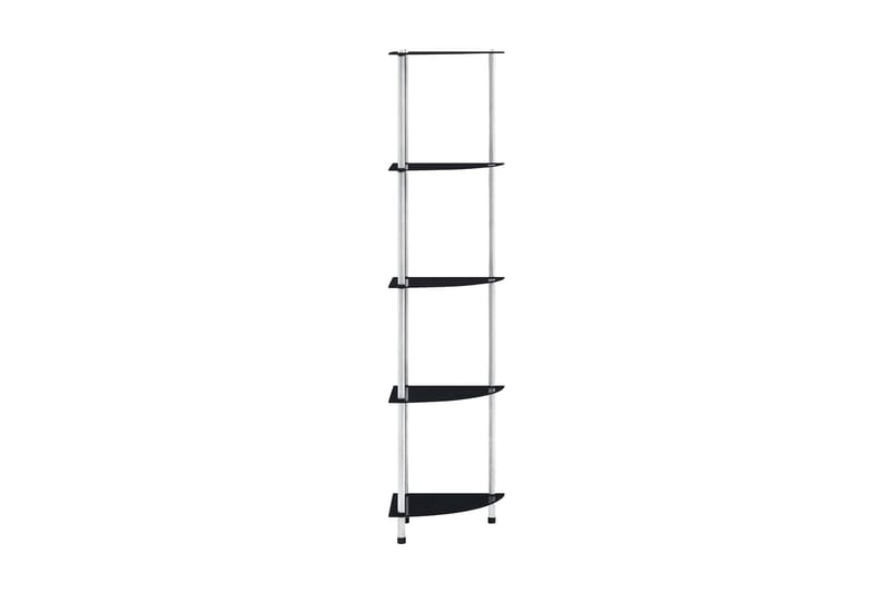 Hylle 5 etasjer svart 30x30x130 cm herdet glass - Oppbevaring - Hyller - Hjørnehylle