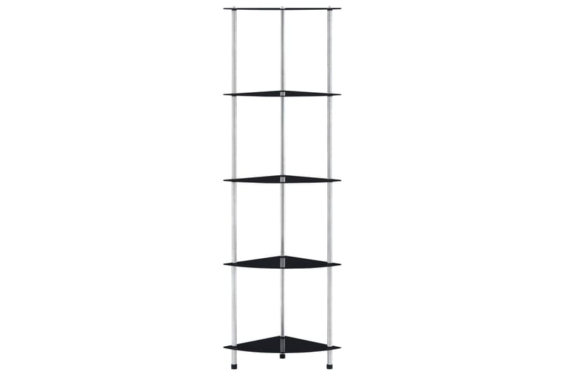 Hylle 5 etasjer svart 30x30x130 cm herdet glass - Oppbevaring - Hyller - Hjørnehylle
