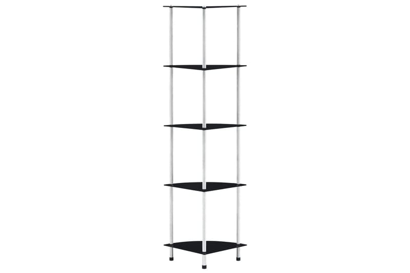 Hylle 5 etasjer svart 30x30x130 cm herdet glass - Oppbevaring - Hyller - Hjørnehylle