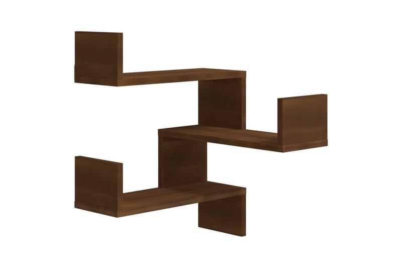 Vegg hjørnehyller 2 stk brun eik 40x40x50 cm konstruert tre - Brun - Oppbevaring - Hyller - Hjørnehylle