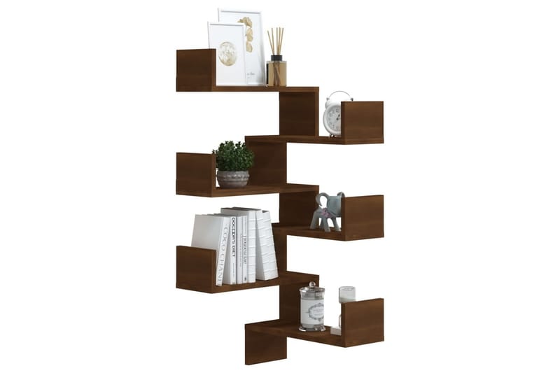 Vegg hjørnehyller 2 stk brun eik 40x40x50 cm konstruert tre - Brun - Oppbevaring - Hyller - Hjørnehylle