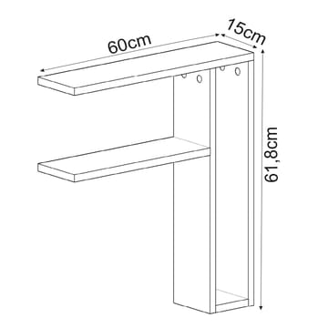 Hollowmere Vegghylle 60x61,8x15 cm - Hvit - Oppbevaring - Hyller - Vegghylle