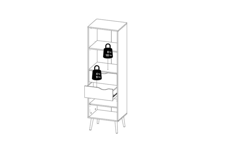 Hostafranc Bokhylle 50,2 cm - Hvit - Oppbevaring - Hyller - Bokhylle