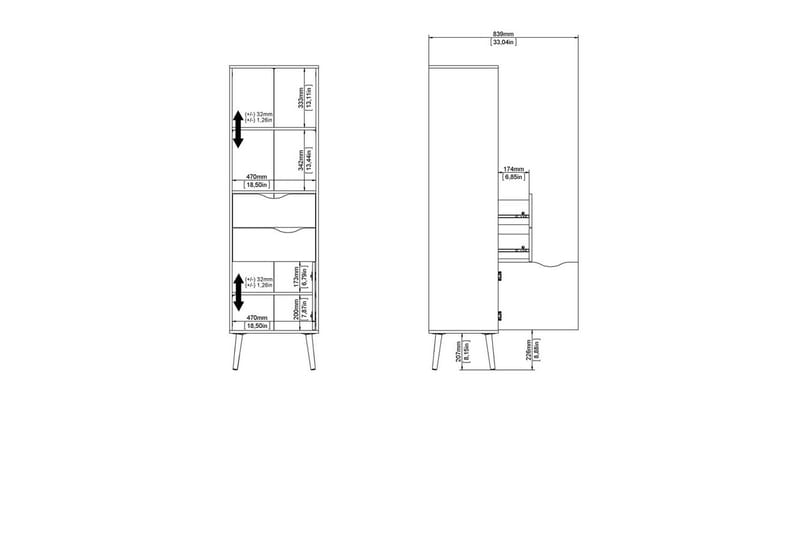Hostafranc Bokhylle 50,2 cm - Hvit - Oppbevaring - Hyller - Bokhylle