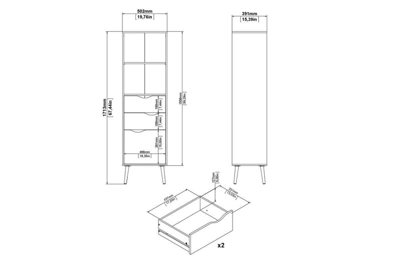 Hostafranc Bokhylle 50,2 cm - Hvit - Oppbevaring - Hyller - Bokhylle