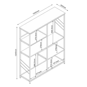Hylle HOME4YOU Dimitra 100x30x124 cm rustikk/svart - lyst rustikt treverk/svart - Oppbevaring - Hyller - Hylleplan & hyllekonsoll