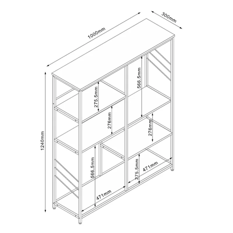 Hylle HOME4YOU Dimitra 100x30x124 cm rustikk/svart - lyst rustikt treverk/svart - Oppbevaring - Hyller - Hylleplan & hyllekonsoll