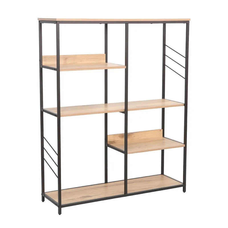 Hylle HOME4YOU Dimitra 100x30x124 cm rustikk/svart, lyst rustikt treverk/svart