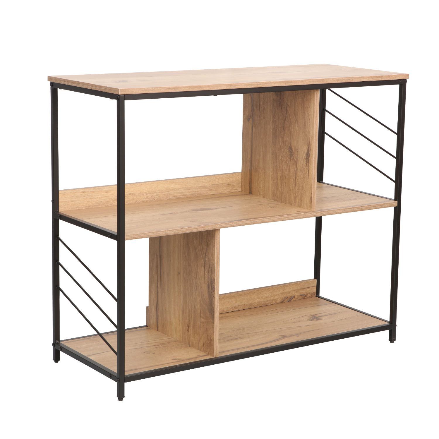 Hylle HOME4YOU Dimitra 100x40x835 cm Rustikk/Svart - lyst rustikt treverk/svart