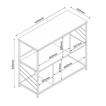 Hylle HOME4YOU Dimitra 100x40x835 cm Rustikk/Svart - lyst rustikt treverk/svart - Oppbevaring - Hyller - Hylleplan & hyllekonsoll