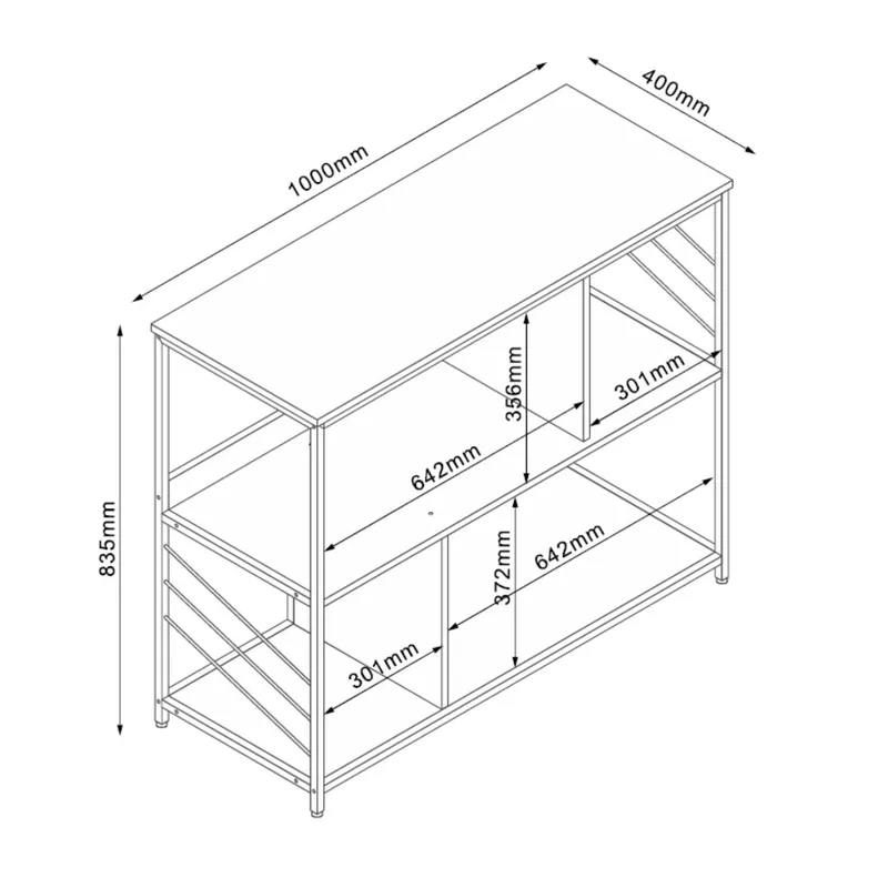 Hylle HOME4YOU Dimitra 100x40x835 cm Rustikk/Svart - lyst rustikt treverk/svart - Oppbevaring - Hyller - Hylleplan & hyllekonsoll