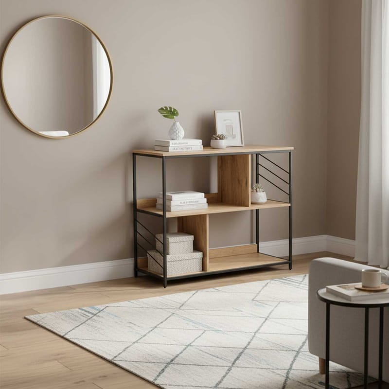 Hylle HOME4YOU Dimitra 100x40x835 cm Rustikk/Svart - lyst rustikt treverk/svart - Oppbevaring - Hyller - Hylleplan & hyllekonsoll