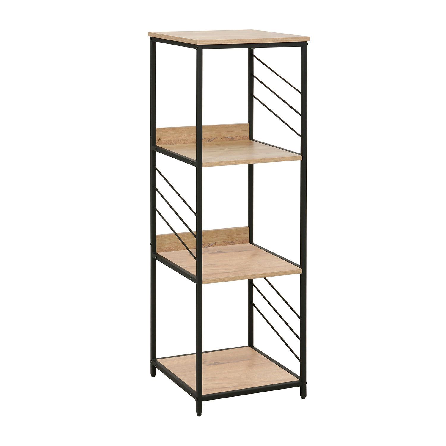 Hylle HOME4YOU Dimitra 40x40x124 cm rustikk/svart - lyst rustikt treverk/svart