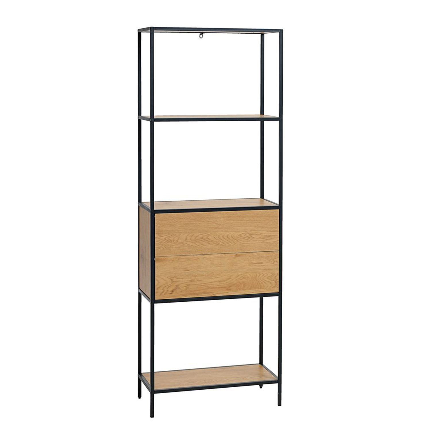 Hylle med skuff HOME4YOU 64x30x178 cm ask/svart - ask/svart