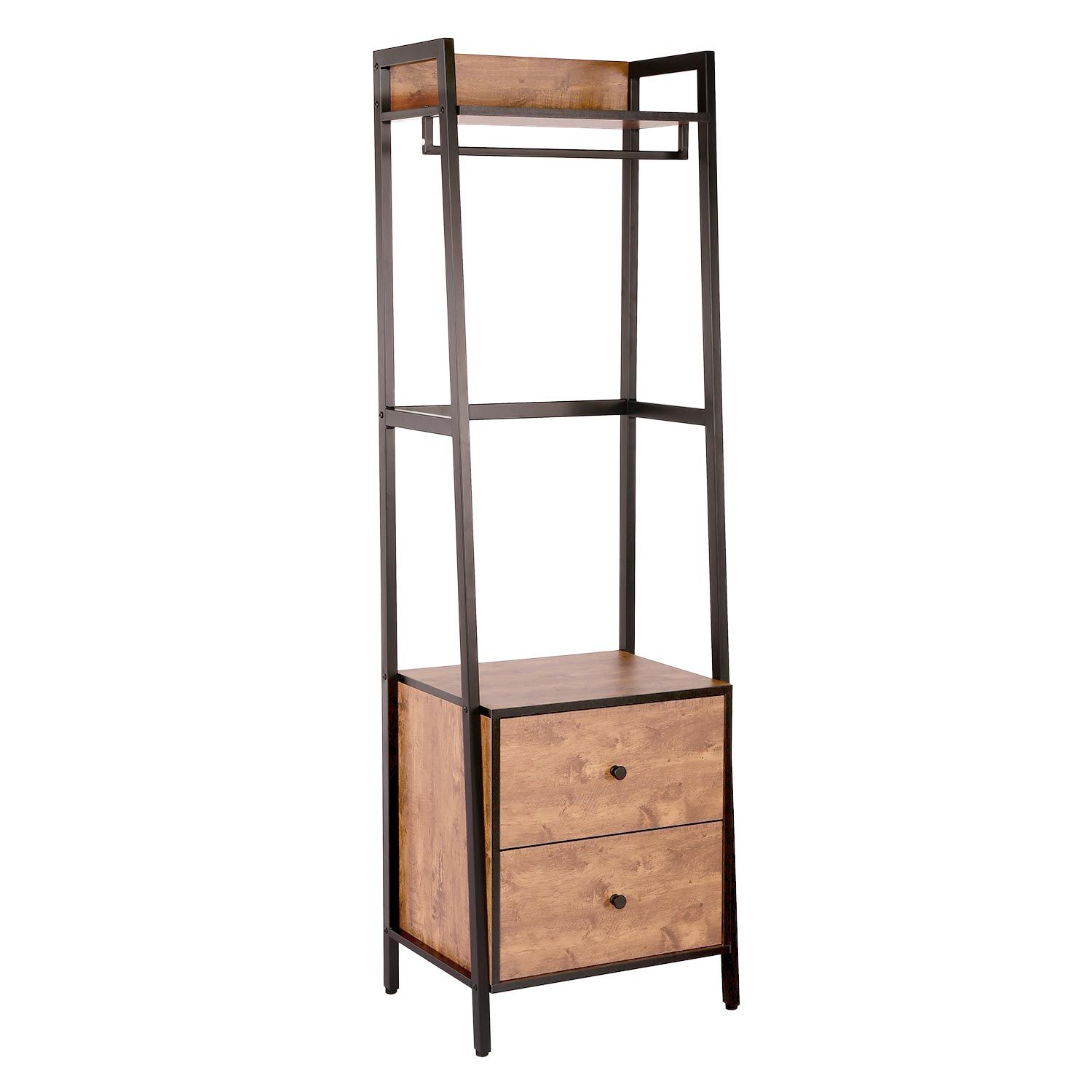 Hylle til entré HOME4YOU Lavinia 52x40x169 cm ask/svart med 2 skuffer - ask/svart
