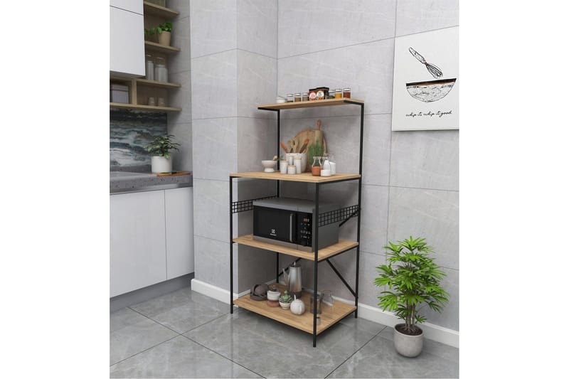 Frittstående hylleplate Cartin kjøkkenhylle 45x60 cm Natur, svart - Oppbevaring - Hyller - Hylleplan & hyllekonsoll