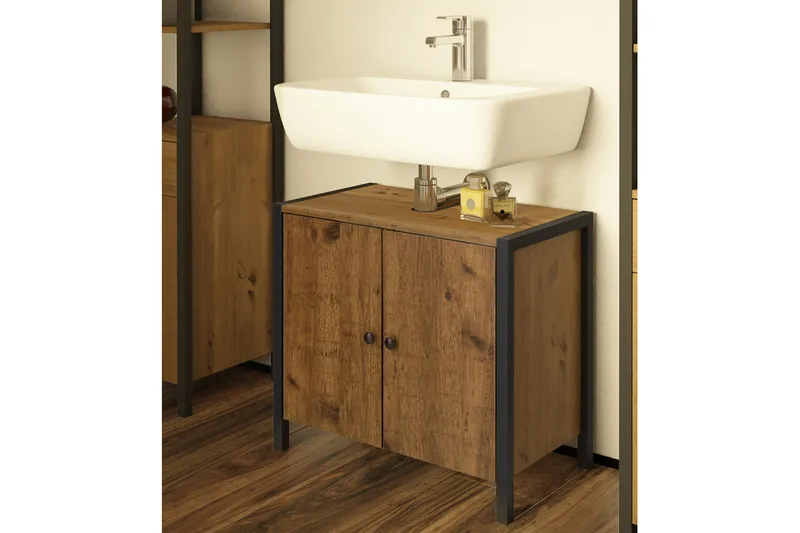 Brayden Tvättställ 60 cm - Brun/Svart - Hus & oppussing - Kjøkken & bad - Baderom - Baderomsmøbler & baderomsinnredning - Servantskap & kommode