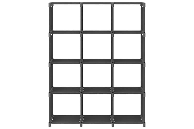 Displayhylle med 12 kuber grå 103x30x141 cm stoff - Grå - Oppbevaring - Hyller - Hyllesystem