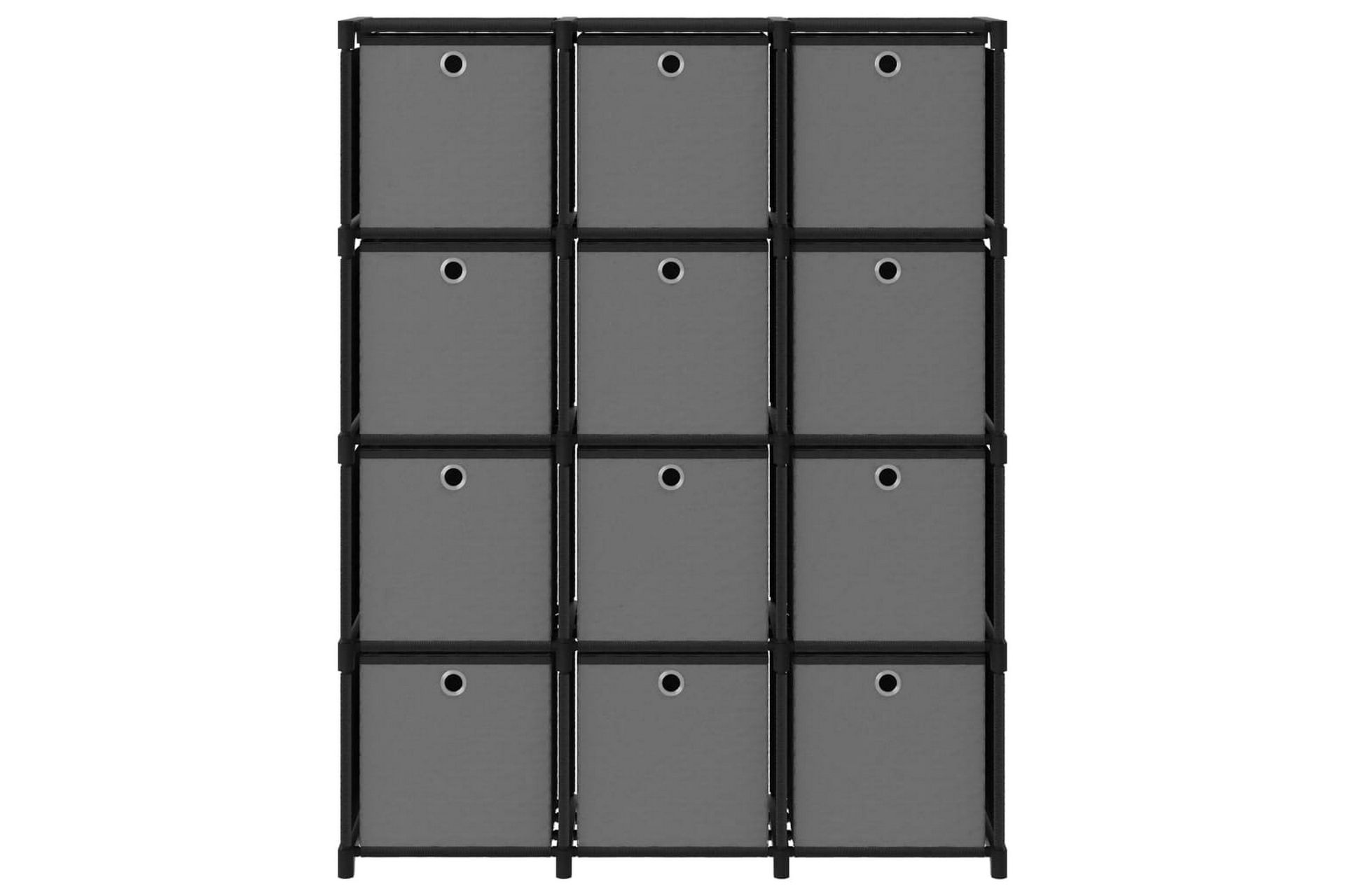 Displayhylle med 12 kuber og bokser svart 103x30x141cm stoff - Svart - Oppbevaring - Hyller - Hyllesystem