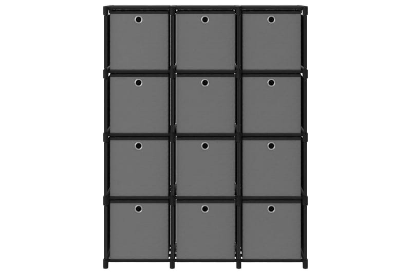 Displayhylle med 12 kuber og bokser svart 103x30x141cm stoff - Svart - Oppbevaring - Hyller - Hyllesystem