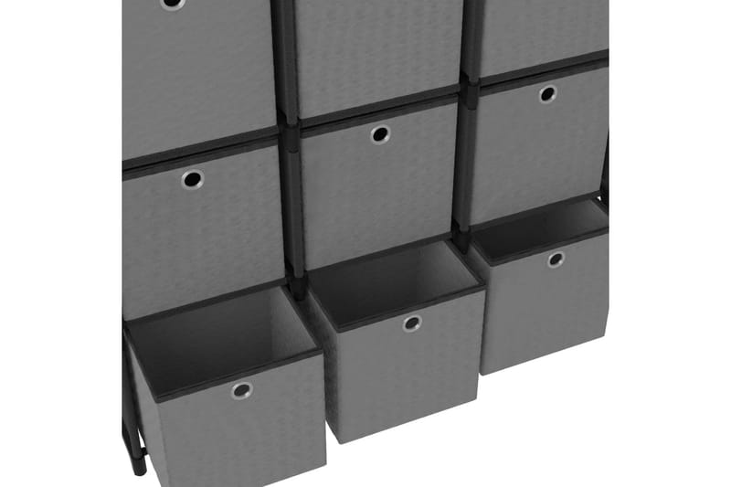 Displayhylle med 12 kuber og bokser svart 103x30x141cm stoff - Svart - Hyllesystem
