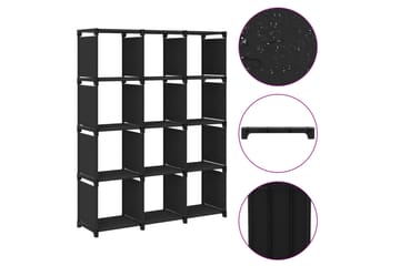 Displayhylle med 12 kuber svart 103x30x141 cm stoff - Svart - Oppbevaring - Hyller - Hyllesystem