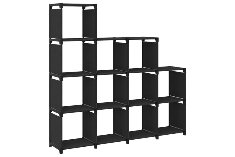 Displayhylle med 12 kuber svart 103x30x141 cm stoff - Svart - Oppbevaring - Hyller - Hyllesystem