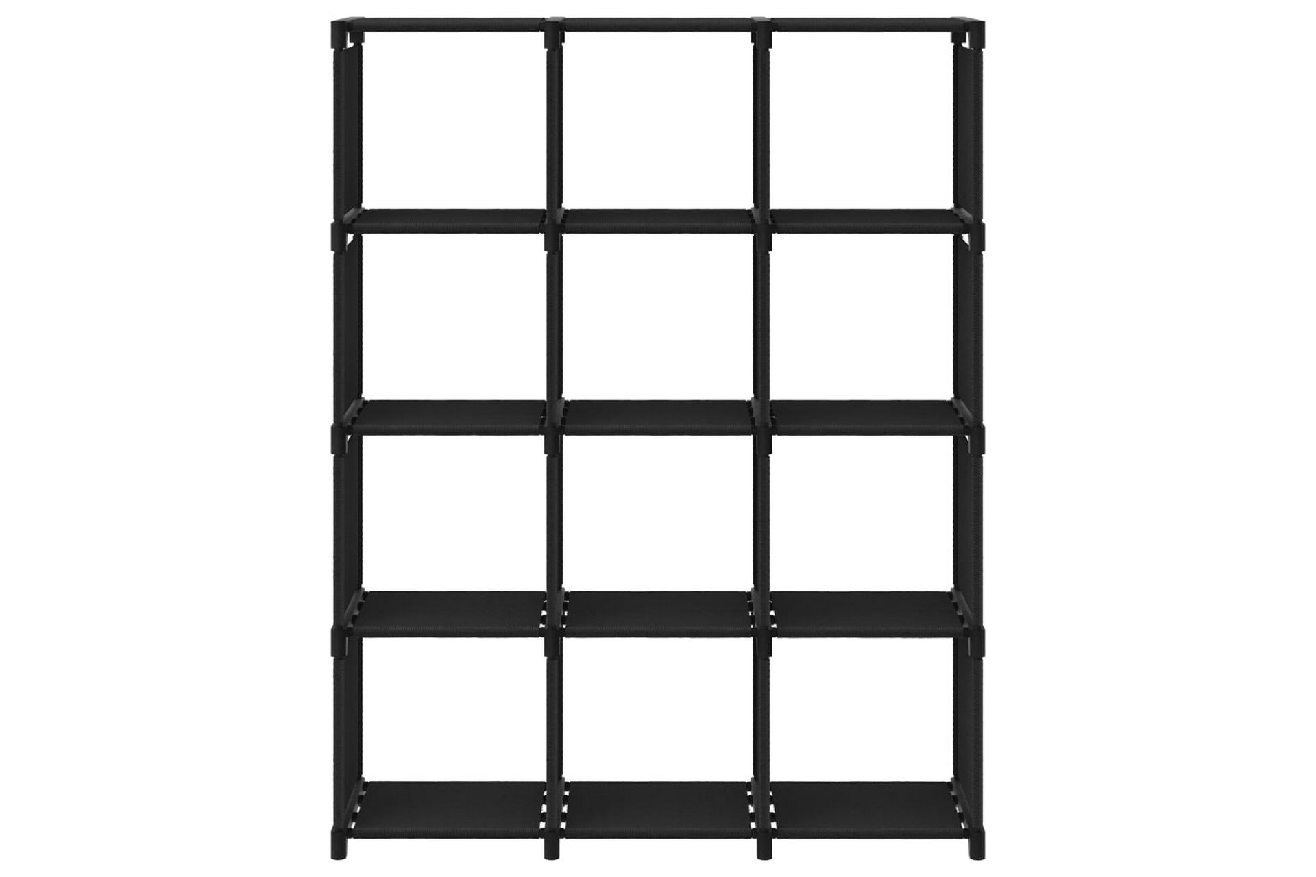 Displayhylle med 12 kuber svart 103x30x141 cm stoff - Svart - Oppbevaring - Hyller - Hyllesystem