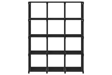 Displayhylle med 12 kuber svart 103x30x141 cm stoff - Svart - Oppbevaring - Hyller - Hyllesystem