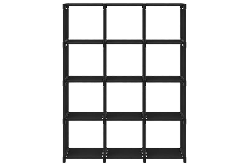 Displayhylle med 12 kuber svart 103x30x141 cm stoff - Svart - Oppbevaring - Hyller - Hyllesystem