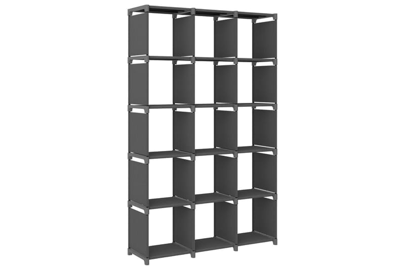 Displayhylle med 15 kuber grå 103x30x175,5 cm stoff - Grå - Oppbevaring - Hyller - Hyllesystem