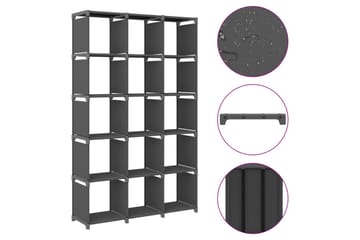Displayhylle med 15 kuber grå 103x30x175,5 cm stoff - Grå - Oppbevaring - Hyller - Hyllesystem